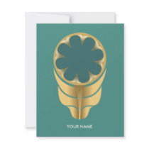FOLKLORE FLOWER COMPLIMENT CARD GOLD INVITATIONS