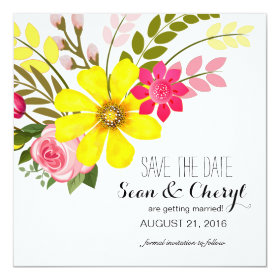Folklore Flower Garden Save the Date 5.25x5.25 Square Paper Invitation Card