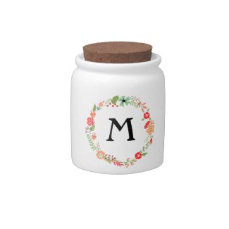 Folksy Floral with Monogram Candy Dish