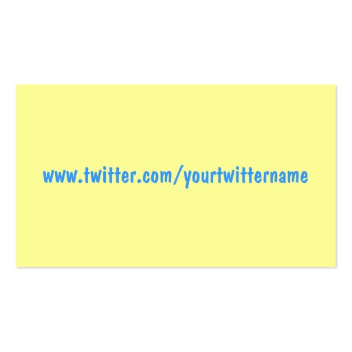 Follow Me On Twitter Yellow Profile Business Cards (back side)