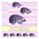 Follow the Hedgehogs Little Girl's Birthday Party Personalized Invitations