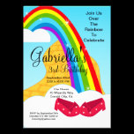 Follow the Rainbow Brick Road Birthday Invite invitations