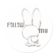 follow the white rabbit round sticker