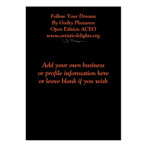 Follow Your Dreams Business Cards (back side)