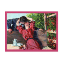 Fond Hearts Kiss Fine Art Postcard