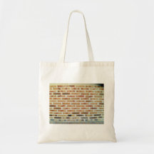 Fondo de la pared de ladrillo con los ladrillos mu bolsa lienzo