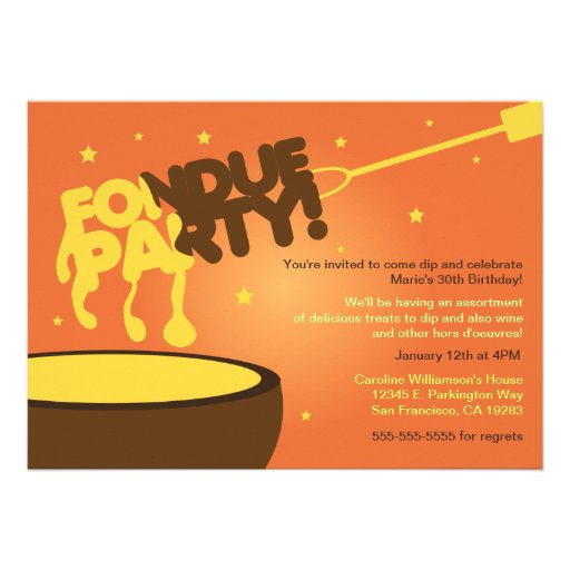 Fondue Party Invitation - Cheese
