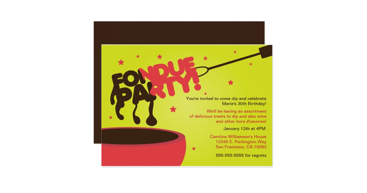 Fondue Party Invitation - Chocolate | Zazzle