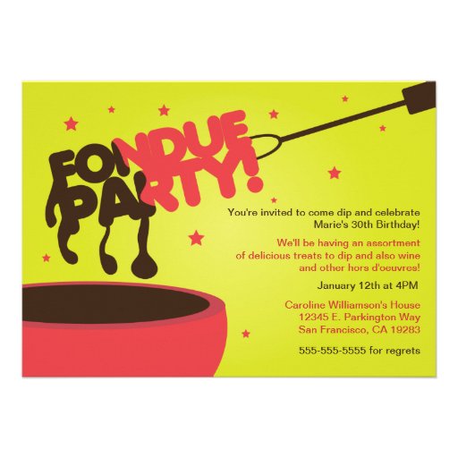 Fondue Party Invitation - Chocolate