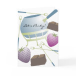 fondue pot strawberries chocolate party invitation cards