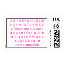 Font = Anthology postage