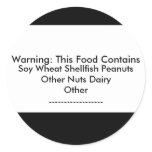 Food Allergy Warning Sticker