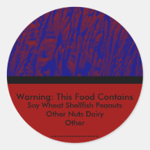 Food Allergy Warning Sticker