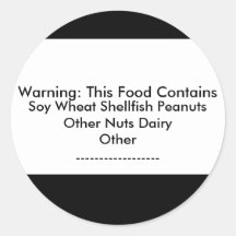 Food Allergy Warning Sticker