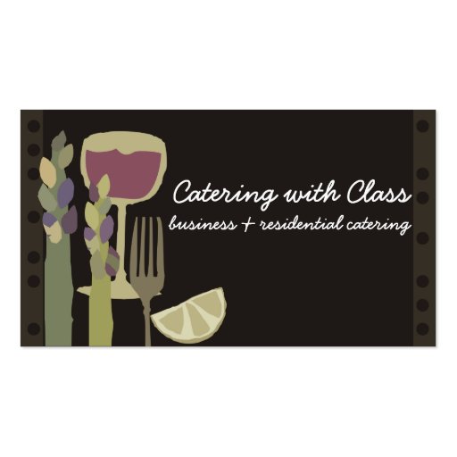Food and wine asparagus chef catering biz cards business card templates (front side)
