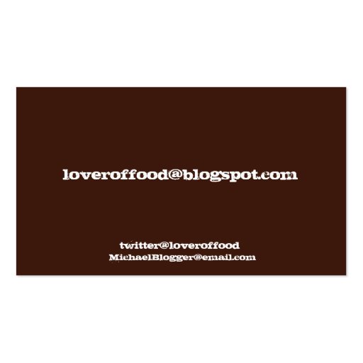 Food Blogger Business Card (back side)