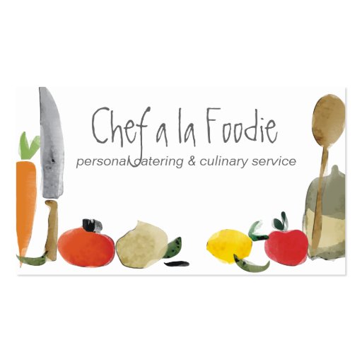 food cooking utensils chef catering business cards (front side)