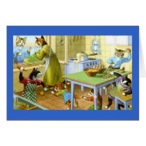 Food Fight at the Kitty Household Greeting Card
