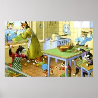 Food Fight at the Kitty Household Print print