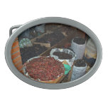Food ingredients in a grocery oval belt buckle