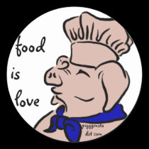 Food Is Love, Pig Chef Stickers stickers