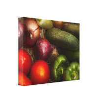 Food - Onions, Tomatoes, Peppers, and Cucumbers canvas prints