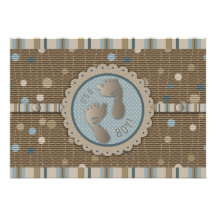 Foot Prints Boy Baby Shower Invitation