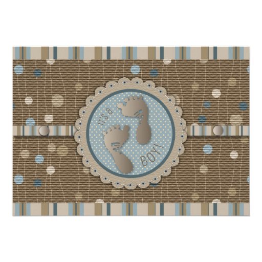 Foot Prints Boy Baby Shower Invitation (front side)