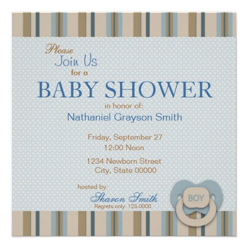 Foot Prints Boy Baby Shower Invitation Square
