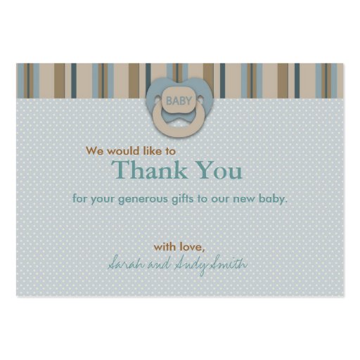 Foot Prints Boy Thank You Note Business Card Templates (back side)