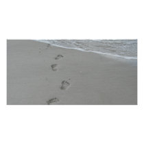 Foot prints in the sand. photo cards