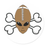 football alien Skull and Crossbones Round Stickers