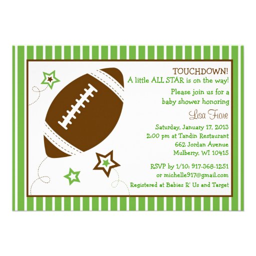 Football All Star Baby Shower Invitations 5 X 7 Invitation Card Zazzle