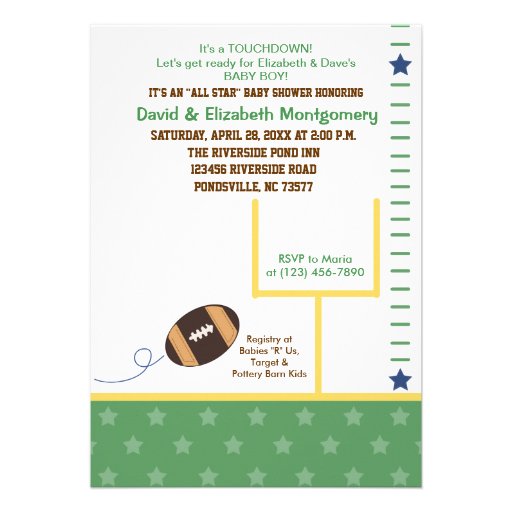 Football All Star Sports Theme Baby Shower Invite