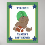 Football Baby African American Welcome Sign Poster