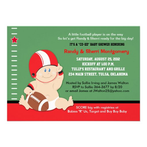 Football Baby (Red/Black) Sports Baby Shower Invitation (front side)