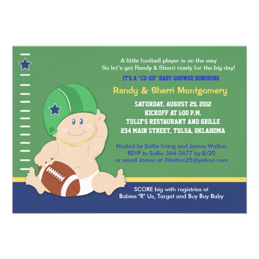 Football Baby Sports Theme Baby Shower Invite (front side)