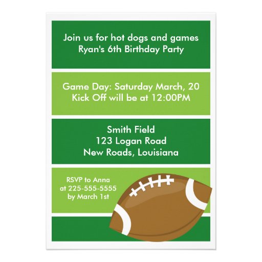 Football Birthday Party Custom Announcements