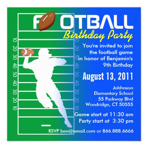 Football Birthday Party Invitation