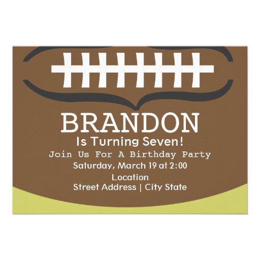 Football Birthday Party Invitation (front side)