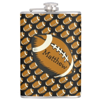 Football Black and Brown Sports Flask