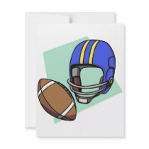 football blue helmet custom invitation