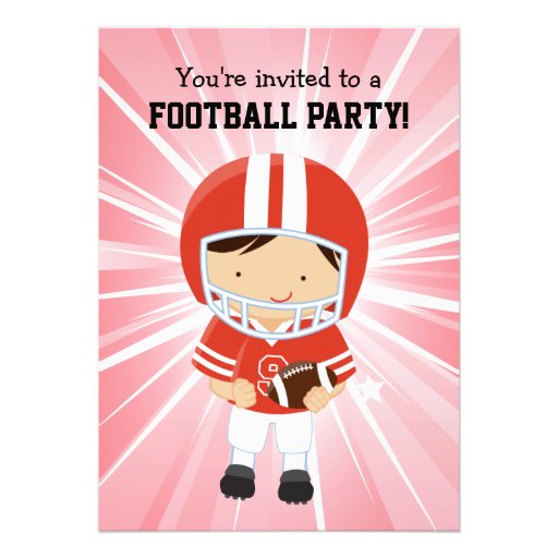 Football Boy in Red and White Birthday Party Invites