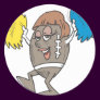 football cheerleader round sticker