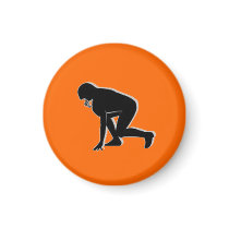 Football Chess TAG Lineman (Pawn) - Orange-R Fridge Magnet