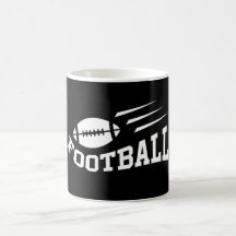 Football design with bouncing ball white on black mugs