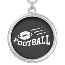 Football design with bouncing ball white on black necklaces