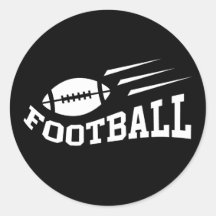 Football design with bouncing ball white on black round stickers
