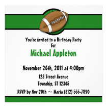 Football Green Birthday Invitations