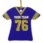 Football Jersey Blue and Gold Christmas Tree Ornaments